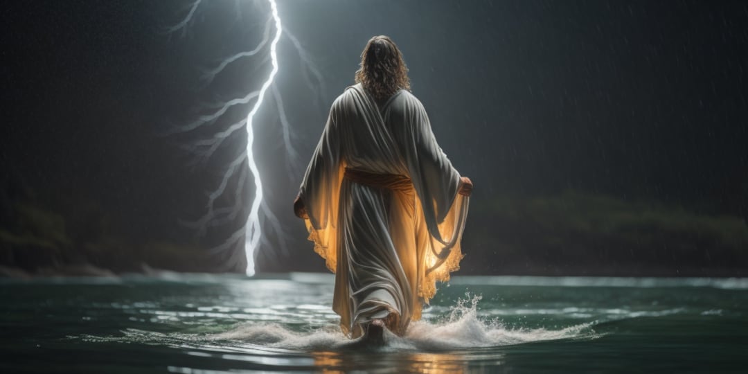 Jesus Walking on Water Poster Painting Digital Print - Etsy