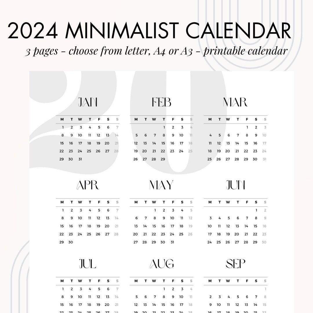 2024 That Girl Minimalist Aesthetic Calendar 2024 Design Etsy