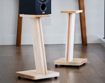 STRATUS Hardwood Maple Speaker Stands (2).  Hand-picked Natural Wood - Premium Quality