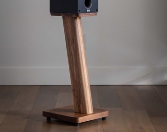 STRATUS Hardwood Walnut Speaker Stands (2).  Hand-picked Natural Wood - Premium Quality