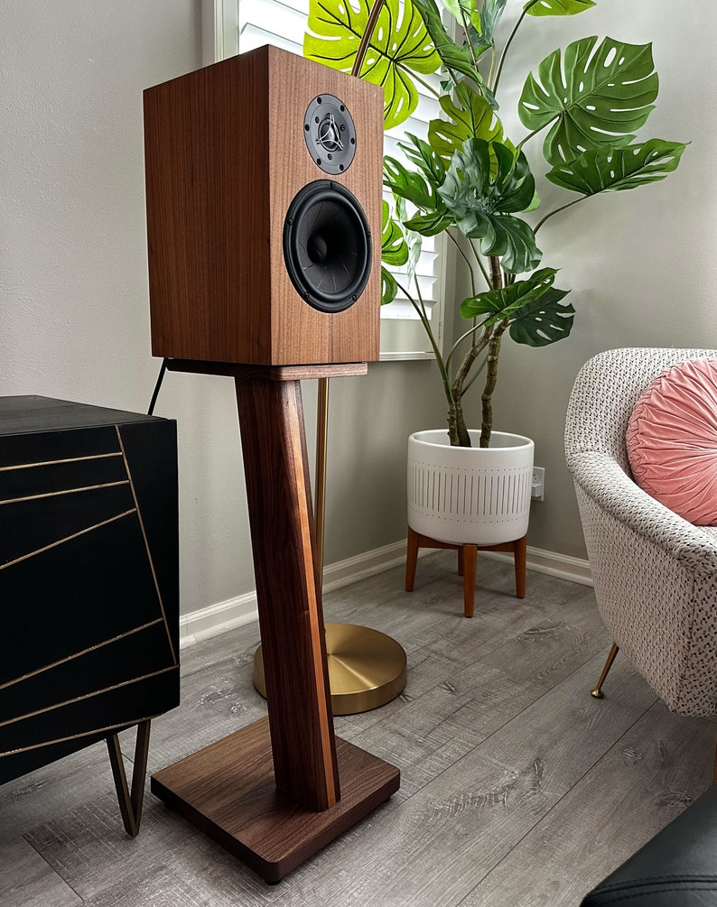 STRATUS Hardwood Walnut Speaker Stands 2. Hand-picked Natural Wood Premium Quality image 3