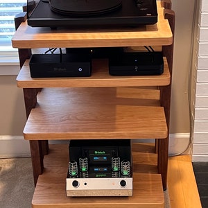 ECHELON II Audio Rack Cherry Shelves & Walnut Legs image 7