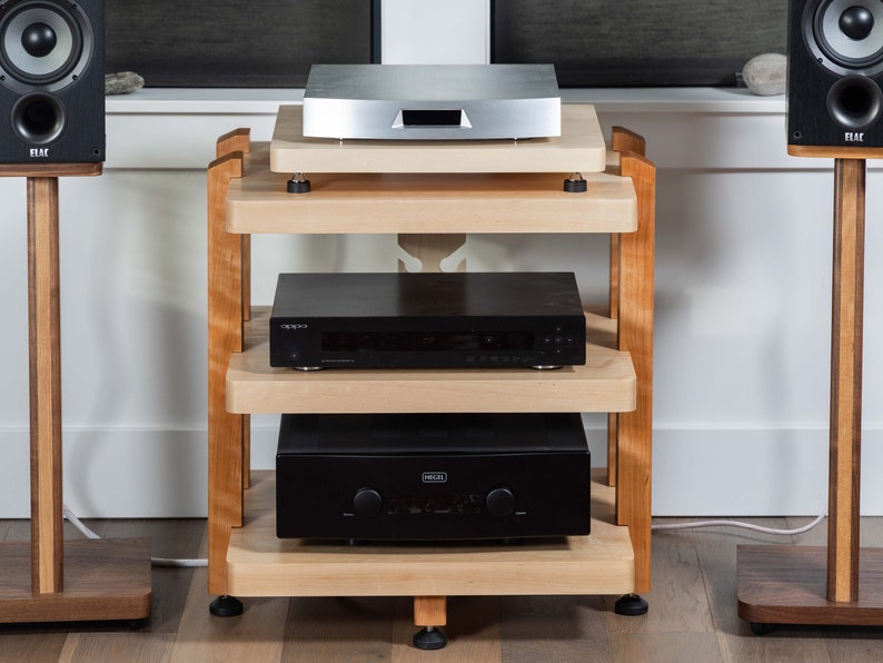 ECHELON II Audio Rack - Maple Shelves & Cherry Legs - Etsy