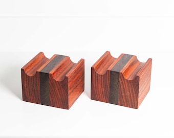 Large 2-slot Padauk and Wenge Solid Hardwood Cable Risers - Set of 2