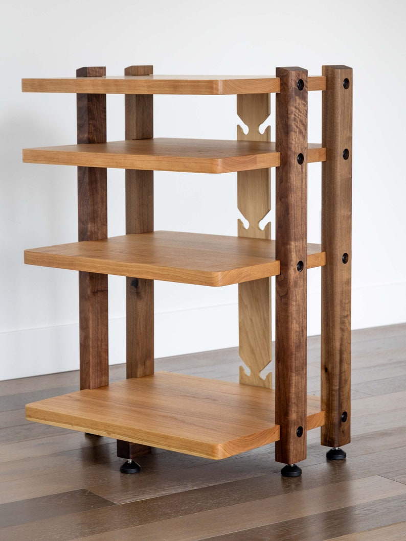 ECHELON II Audio Rack Cherry Shelves & Walnut Legs image 2