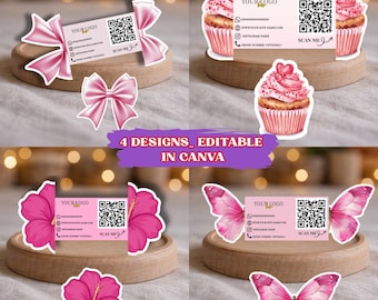 DIY Die-Cut 4 Variationen Bündel QR-Code Visitenkarte | Einzigartiges faltbares interaktives Design | Bearbeitbare Canva, Schmetterling Visitenkarte Vorlage