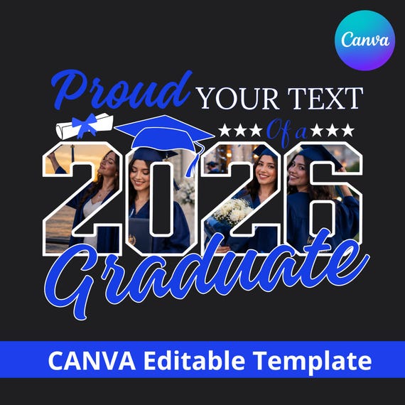 Proud 2026 Graduate SVG PNG Canva Template, Custom Graduation Photo Shirt Design, Senior Mom Dad Family Graduate Sublimation