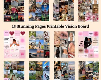Collage-kit för visionstavla 2026, utskrivbar humörtavla och scrapbook-bilder, pysselkväll/festaktivitet, målmanifestation (digital nedladdning)