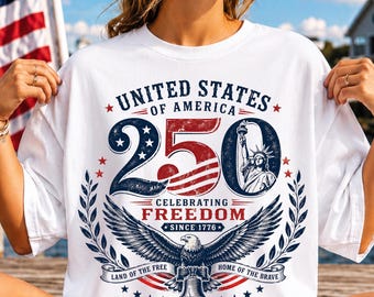 USA 250-jähriges Jubiläum Shirtdesign SVG, Semiquincentennial 1776-2026 T-Shirt, 4. Juli 2026 png,Patriotic American Pride Tee