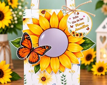 Caja Flores Amarillas 21 september | Día de las Flores Amarillas | Caja Regalo Imprimible | DIY presentförpackning | PDF PNG