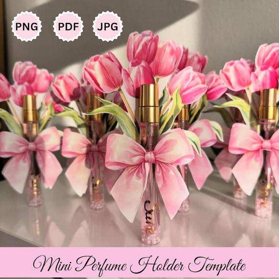 Wedding Perfume Favor Template PNG | Mini Perfume Holder | Bridal Shower Favor | Printable Perfume Gift |swap perfume gifts