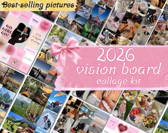 Visionstavla 2026 Visionstavlekit Utskrivbara visionstavlor Mall för visionstavla Manifestationstavla Nytt år, Aktivitetsvisionsbilder pdf