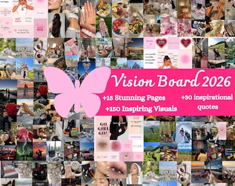 2026 Ästhetik Weibliches Vision Board Digitaler Download Glow Up Kit Vorlage Manifestation Self Care PDF Mood Board Clean Girl Vision Board