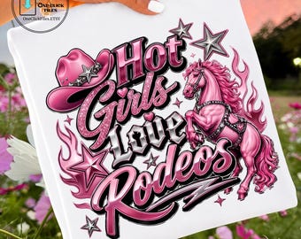 Heiße Mädchen lieben Rodeos PNG, Pink Cowgirl Sublimationsdesign, Retro Western Shirt Grafik, Rodeo Mädchen PNG Download