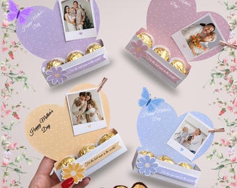 Mother's Day Gift Box Printable, DIY SVG (pdf, png) Editable Chocolate Box,