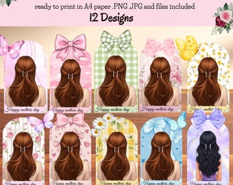 Printable Hair Clip Display Card Template | Hair Bow Packaging Card | Small Business Supplies | Editable Canva | Floral Hair Clip Card