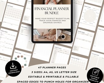 Budget Planner Printable PDF | Financial Planner Printable | Budgeting Binder | Finance Tracker Bundle | Paycheck Budget Template