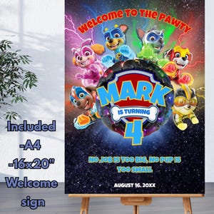 Puppy Patrol Birthday Welcome Sign | Editable puppy Welcome Sign | Canva Template Welcome Sign | Paw Birthday Party | paw-ty time