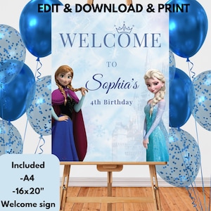 Frozen Welcome Sign Frozen Party Signs Frozen Birthday Sign Elsa Party Decor Frozen Decorations Elsa Custom Frozen Template Custom Sign