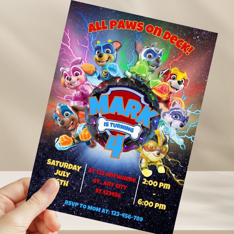 Puppy Patrol Editable Invitation | Puppies Printable Birthday Invite boy/girl | paw party invitation | Kids Birthday Invite template image 2