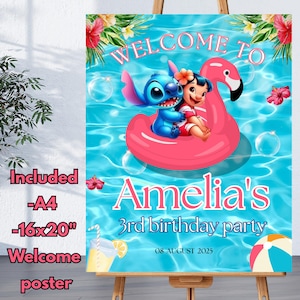 Lilo Stitch Birthday Party Welcome Sign, Stitch Welcome Sign, Stitch Birthday Party Welcome Sign, Stitch Party Decoration, Digital Download