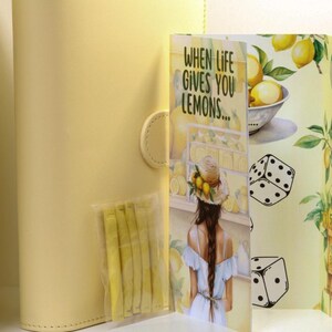 3er Klappkarte Zitronen, when life gives you lemons, Rubbelchallange, Losechallange, A6 Binder Sparchallange Sparspiele