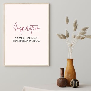 Inspiration Pink Printable wall art, Downloadable print, Inspirational quote print, Motivational quote and Poster print