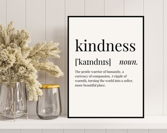 Kindness Definition Print, Typography Print, Printable wall art, Dictionary Print, Bedroom Print, Bedroom Wall Art, Funny Quote Prints