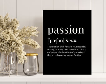 Passion Definition Print, Typography Print, Printable wall art, Dictionary Print, Bedroom Print, Bedroom Wall Art, Funny Quote Prints