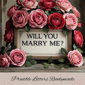 Signe imprimable de proposition de fiançailles, proposition de mariage ensemble de 15 lettres prêtes à l'emploi, allez-vous m'épouser ? Signalétique décorative de fiançailles sur le thème du jardin