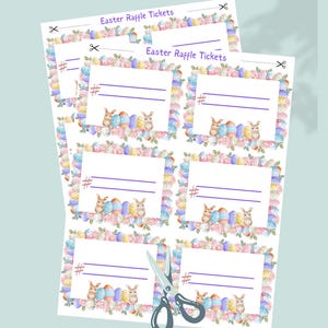 Easter Raffle Tickets, Bunny and Eggs Prize Draw (Printable Tickets)