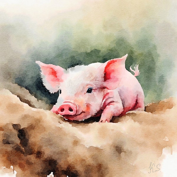 Piglet Painting - Etsy