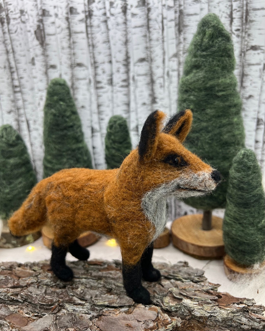 Red Fox Wool Figure, Handmade Needle Felted Folk Art Woodland Creature ...