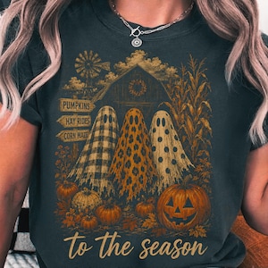 Vintage Halloween Ghosts Trio PNG,halloween png,pumpkin patch png,fall ghost png,Tis The Season Pumpkin Spooky Autumn (Digital Download)
