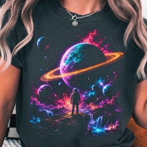Astronaut Galaxy Planet PNG Clipart, Vibrant Outer Space Sublimation Design, Cosmic Universe Landscape DTG Shirt Digital Download