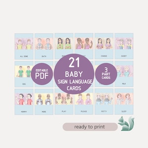 Muss kennen Baby-Gebärdensprache Wörter, amerikanische Gebärdensprache Baby-Vokabular, Therapie Büro Dekor, ASL Montessori Material, Sonderpädagogik