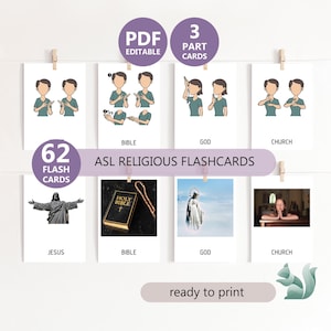 ASL RELIGIÖSE FLACHKARTEN, Asl Kinder Pastor Handzeichen, Amerikanische Gebärdensprache Religiöse Karteikarten, Baby Gebärdensprache Karteikarten