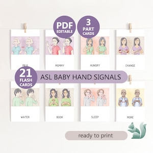 Mots indispensables en langue des signes pour bébé, Mots pour bébé en langue des signes américaine, Décoration de bureau pour thérapie, Matériaux Montessori, Éducation spécialisée ASL