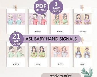 ASL Baby Sign Flashcards, Montessori Learning (Digital Download)