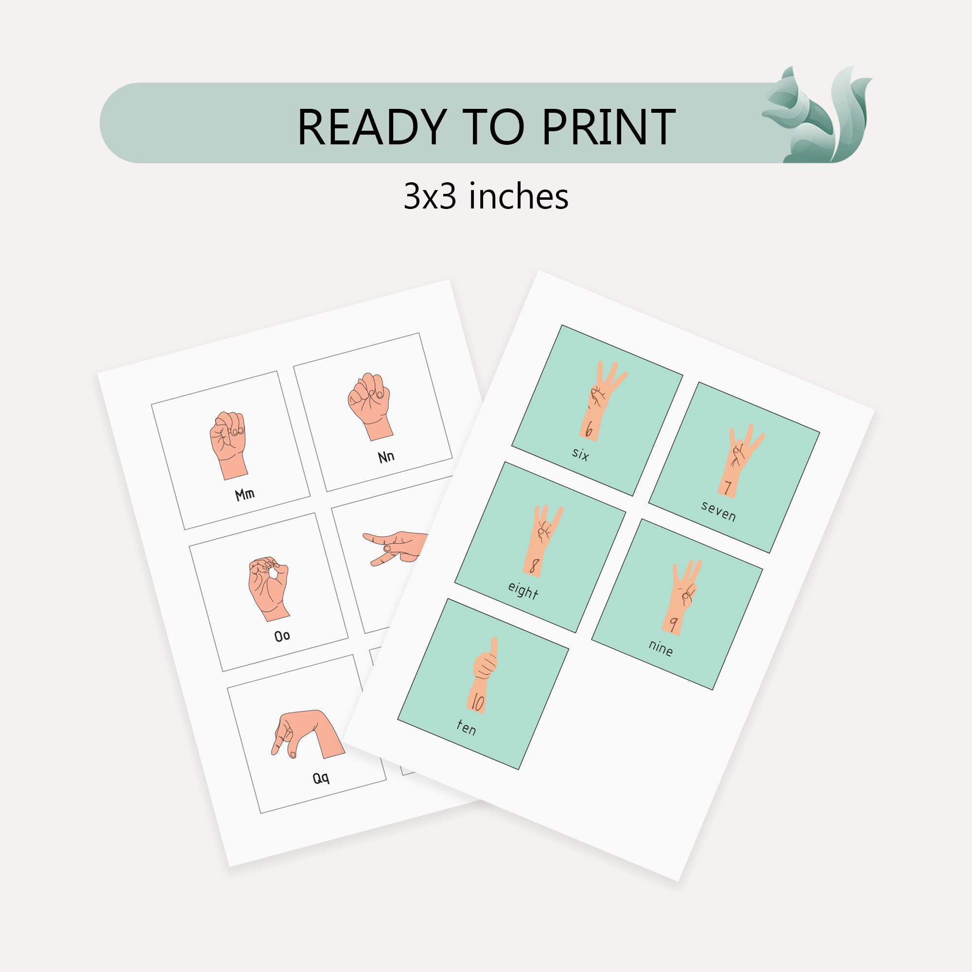 Asl alphabet and numbers flashcards set of 2 american sign etsy