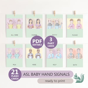 Baby Zeichensprache Karteikarten, Amerikanische Gebärdensprache Baby Wörter, Therapie Büro Dekor, Sonderpädagogik, Montessori Kleinkind, 3 Teilige Karten