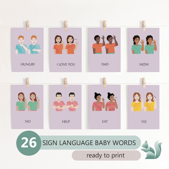 Baby Sign Language Flashcards, ASL Baby Words (Digital Download)