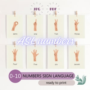 Flashcards de números de linguagem de sinais americanos 0-10 para educação especial, cartões de números ASL cativantes, aprendizagem de números de linguagem de sinais