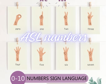 ASL Numbers Flashcards 0-10, Special Education (Digital Download)