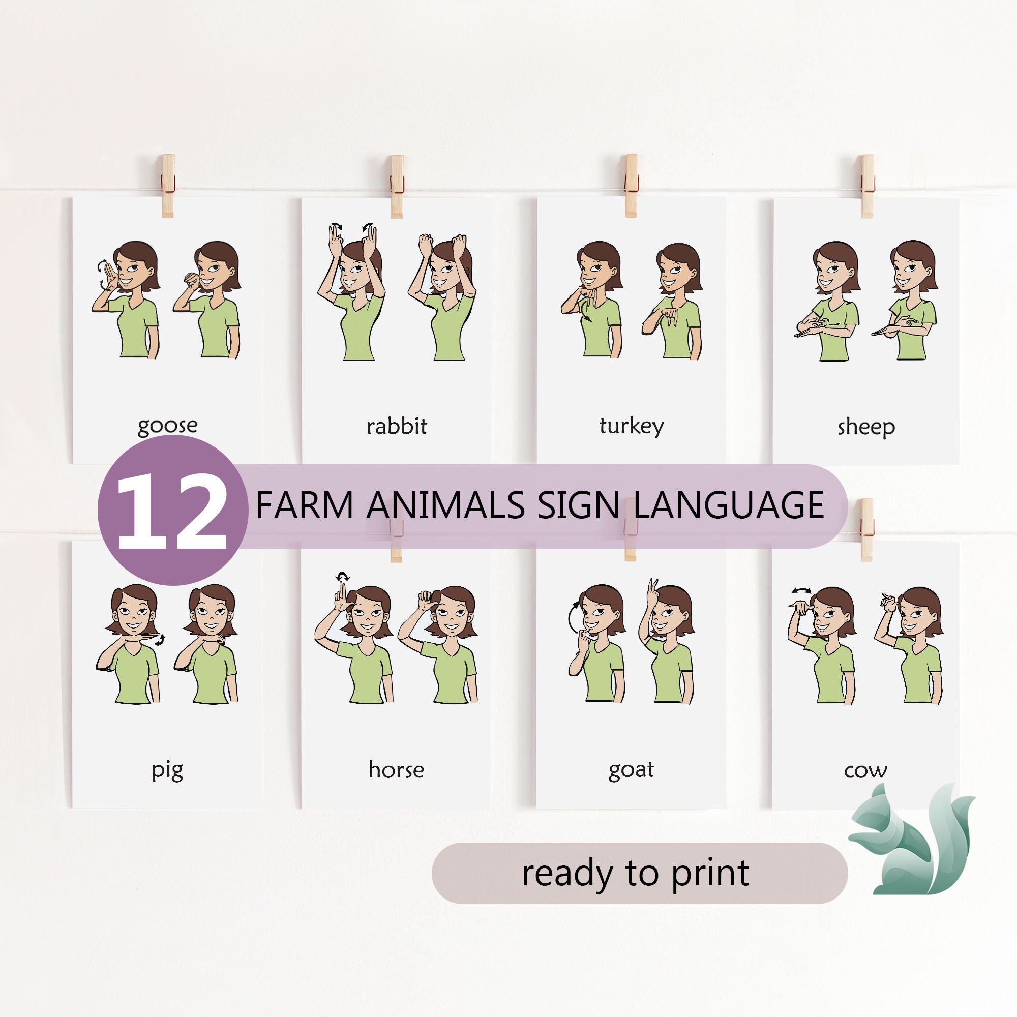Farm Animals Sign Language, American Sign Language Animals Charts ...