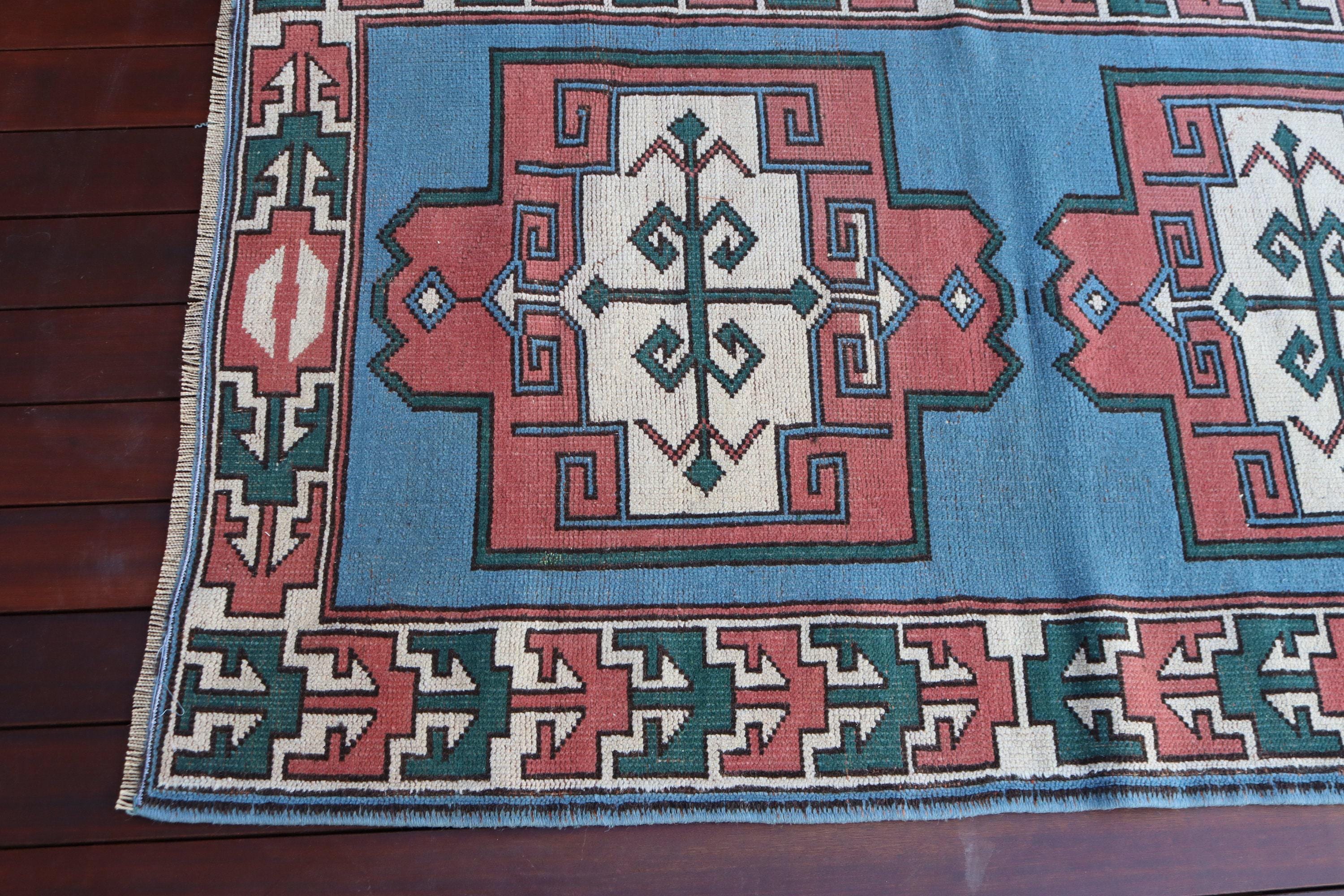 トルコの幾何学模様のウールラグ 95 x 148 cm - Etsy 日本