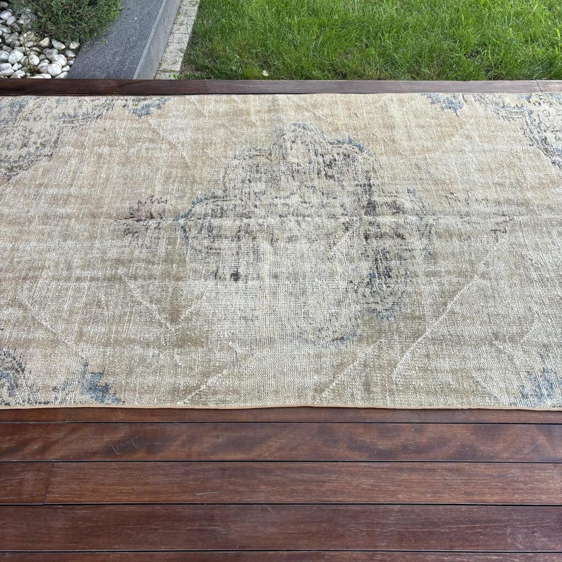 Turkish Patchwork Rugs Turkish Oushak Rug 4.1x8.4 Ft (126x256 Cm), Gray Patchwork Vintage Rug ...