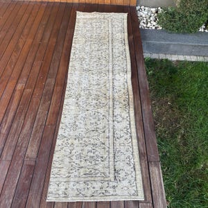 3x8 Runner Rug, Vintage Rug, Turkish Rug, Oushak Rug, Rugs For Hallway, 2.1x7.9 ft Beige Rug, Antique Kitchen Rug, Decorative Runner Rug,
