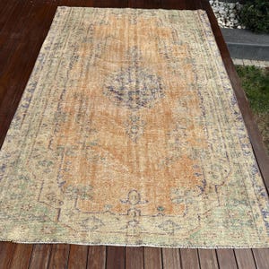 Vintage Rug, Turkish Rug, 6x8 Large Rug, Anatolian Rugs, Rugs For Living Room, 5.4x7.9 ft Brown Rug, Vintage Oushak Wool Rug, Muted Rug