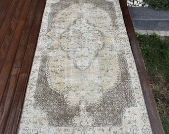 4x7 Accent Rugs, Vintage Rug, Turkish Rug, Antique Rug, Rugs For Kitchen, 3.3x6.8 ft Beige Rug, Handwoven Turkish Rug, Decorative Rug,